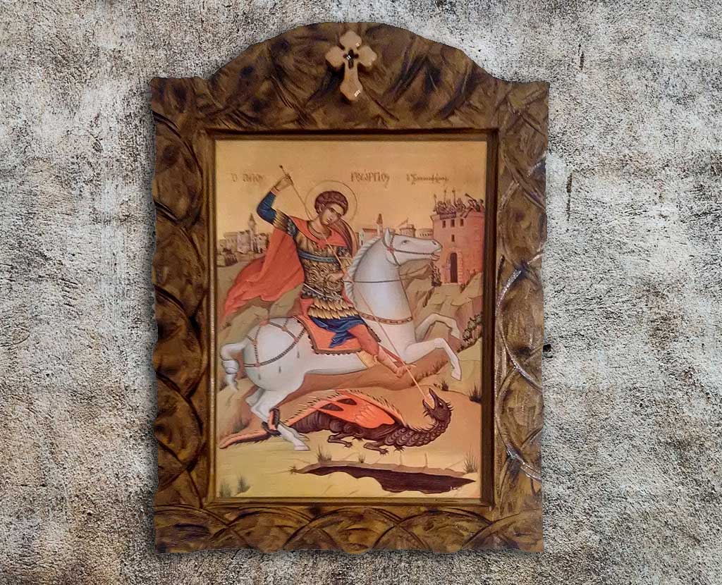 Свети Георгије убија аждају, удубљена 30cm x 38cm